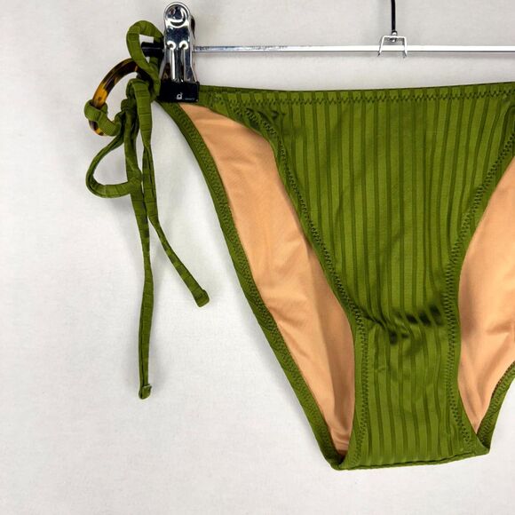 J.Crew Wide-Rib High-Rise Bikini Bottom Dark Green Ladies Size M NEW - Picture 4 of 9